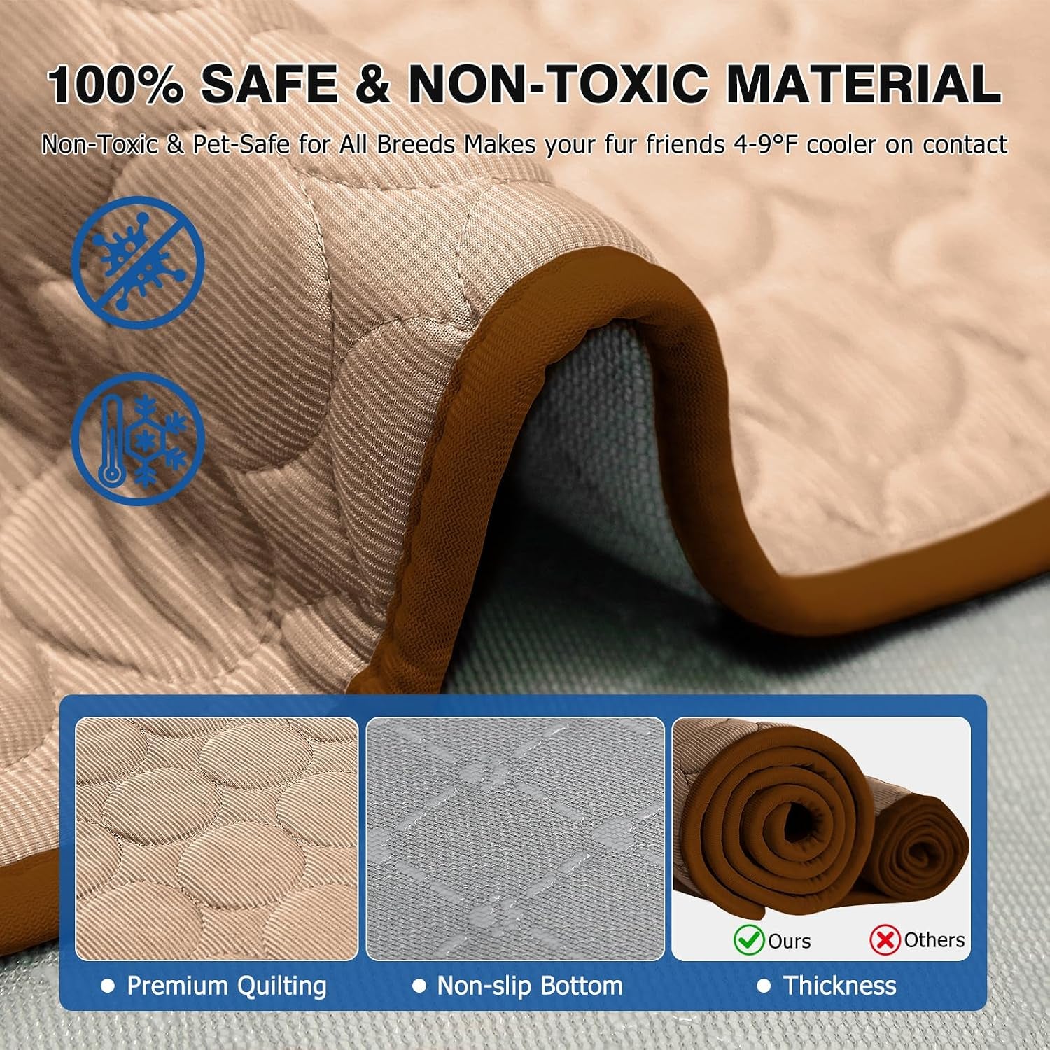 Dog Cooling Mat, Thick & Durable Cooling Mat for Dogs(Q-Max>0.4) | Arc-Chill Tech Washable & Non-Slip Cold Dog Bed Pad-For Pets Kennel, Crate, Sofa, Bed, Floor,Car Seats, Indoor & Outdoor Use